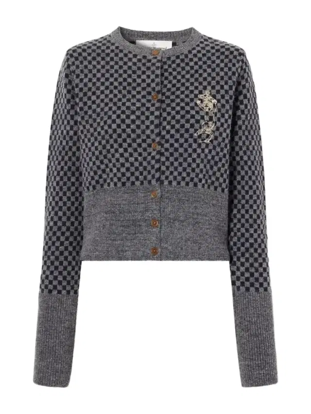 Vivienne Westwood Checkmate Logo-embroidered Alpaca, Cotton And Wool-blend Cardigan