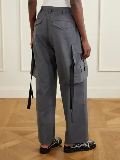 Sacai Pleated Belted Twill Wide-leg Pants | Thumbnail 4