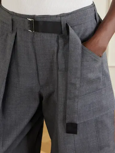 Sacai Pleated Belted Twill Wide-leg Pants | Thumbnail 5