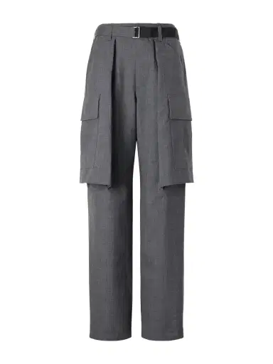 Sacai Pleated Belted Twill Wide-leg Pants | Thumbnail 1