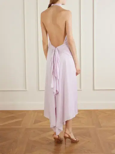Brandon Maxwell The Marin Satin Halterneck Midi Dress | Thumbnail 3