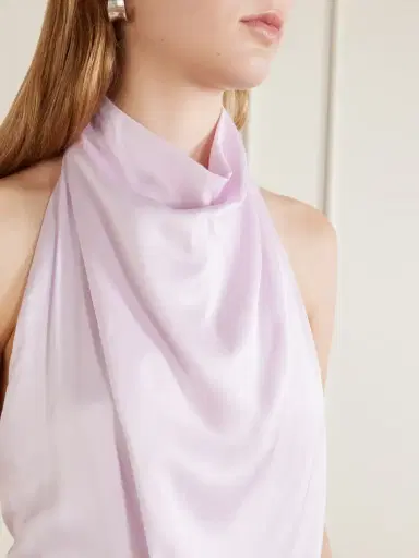 Brandon Maxwell The Marin Satin Halterneck Midi Dress | Thumbnail 4