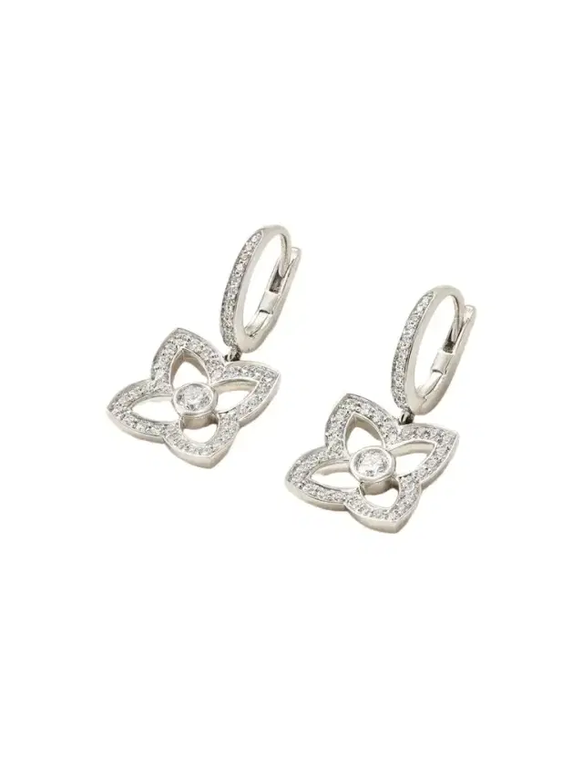 De Beers London Lotus By De Beers 18-karat White Gold Diamond Earrings