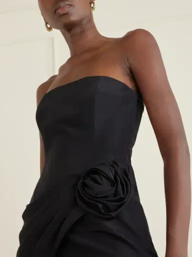 Carolina Herrera Strapless Pleated Appliquéd Organza-trimmed Silk-faille Gown | Thumbnail 4