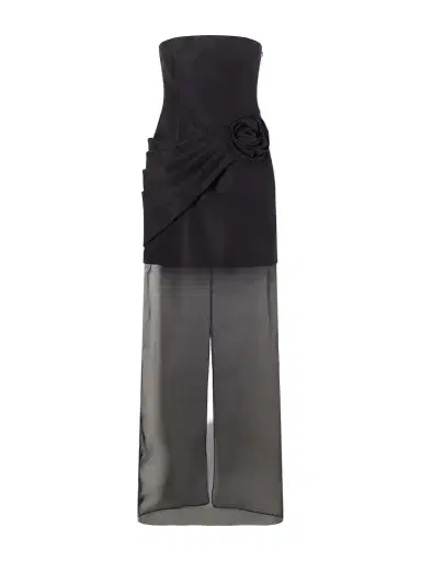 Carolina Herrera Strapless Pleated Appliquéd Organza-trimmed Silk-faille Gown | Thumbnail 1