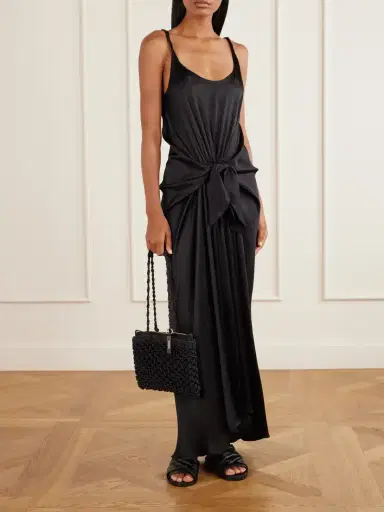 JW Anderson Tie-detailed Crinkled-silk Maxi Dress | Thumbnail 2