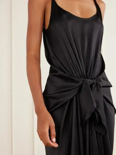 JW Anderson Tie-detailed Crinkled-silk Maxi Dress | Thumbnail 4