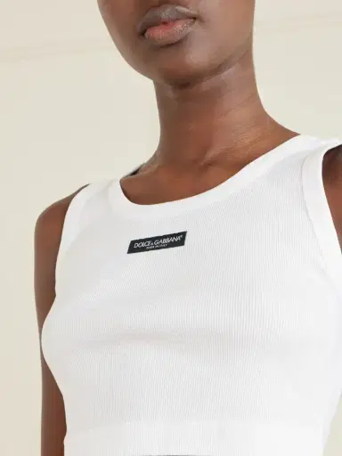Dolce & Gabbana Cropped Appliquéd Ribbed Cotton-jersey Tank | Thumbnail 4