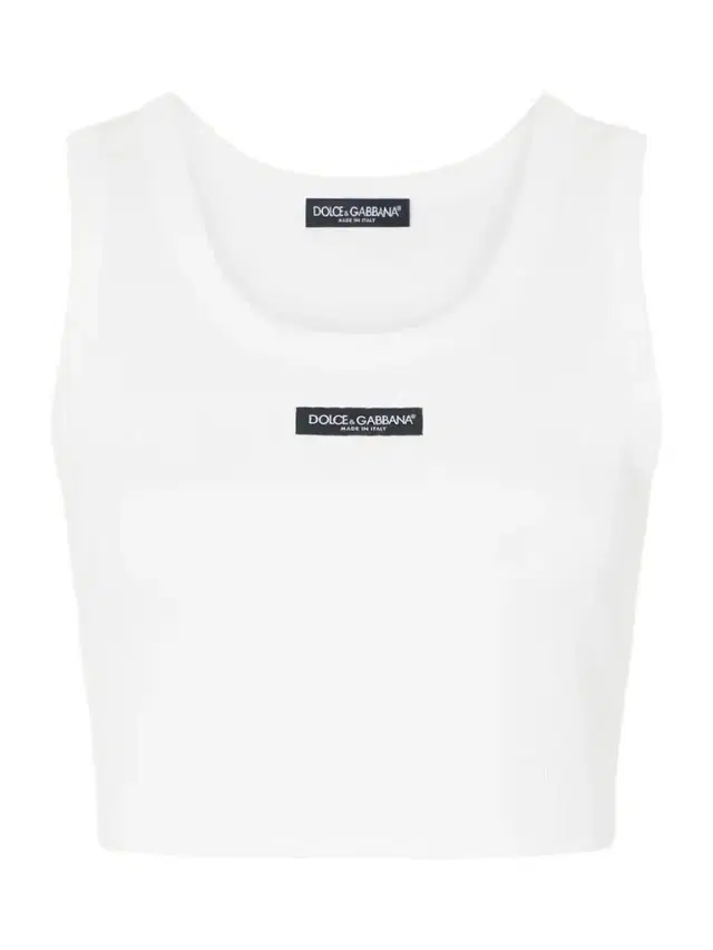 Dolce & Gabbana Cropped Appliquéd Ribbed Cotton-jersey Tank