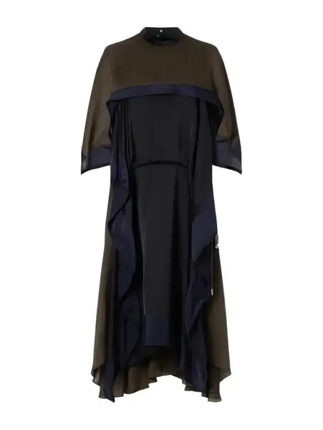 Sacai Satin Chiffon-trimmed Midi Dress