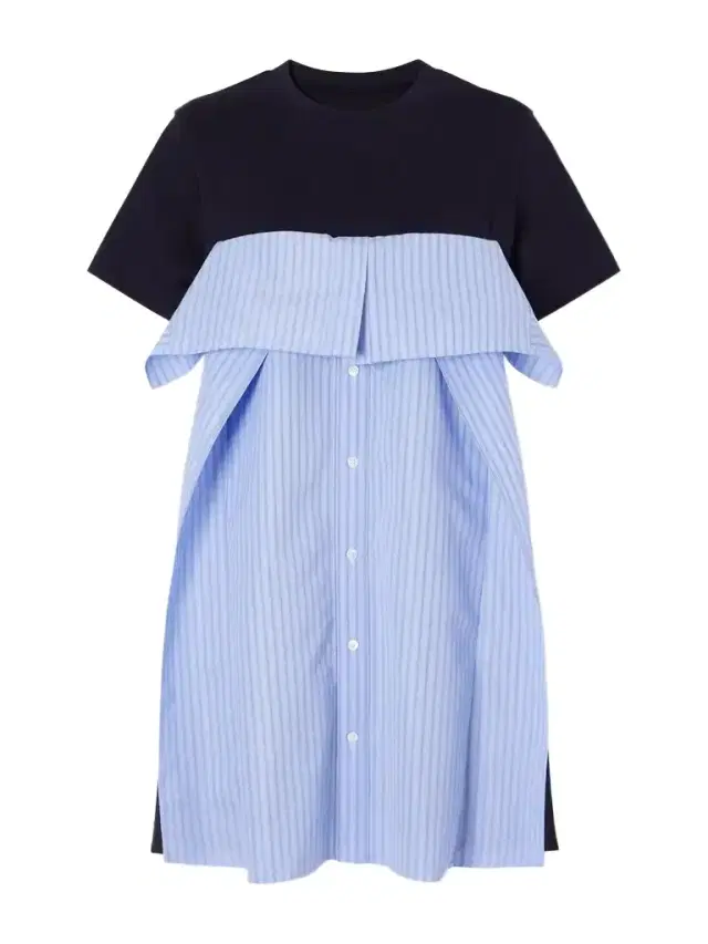Sacai Paneled Ruffled Cotton-jersey And Poplin Mini Dress