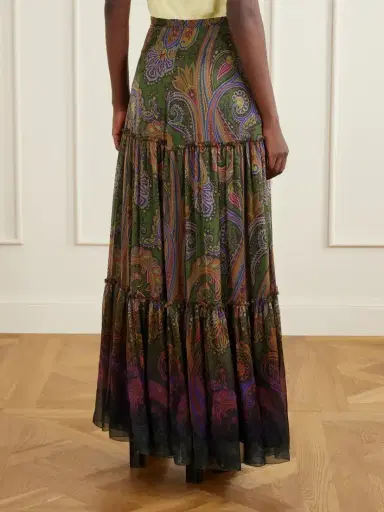Etro Printed Ruffled Silk Maxi Skirt | Thumbnail 4 Etro Printed Ruffled Silk Maxi Skirt | Thumbnail 4
