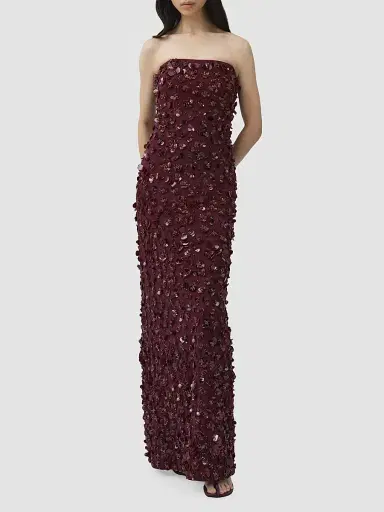 Simkhai Women's Serafina Embellished Strapless Column Gown - Fig - Size 14 | Thumbnail 3
