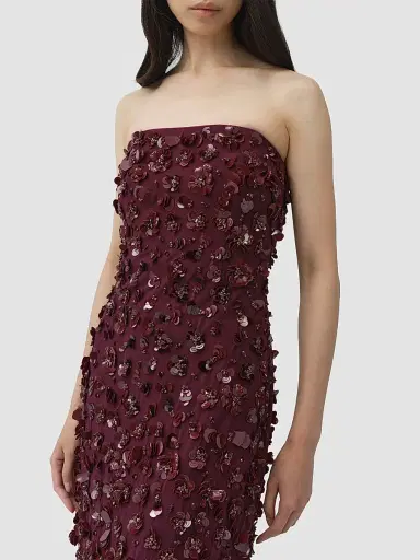Simkhai Women's Serafina Embellished Strapless Column Gown - Fig - Size 14 | Thumbnail 4