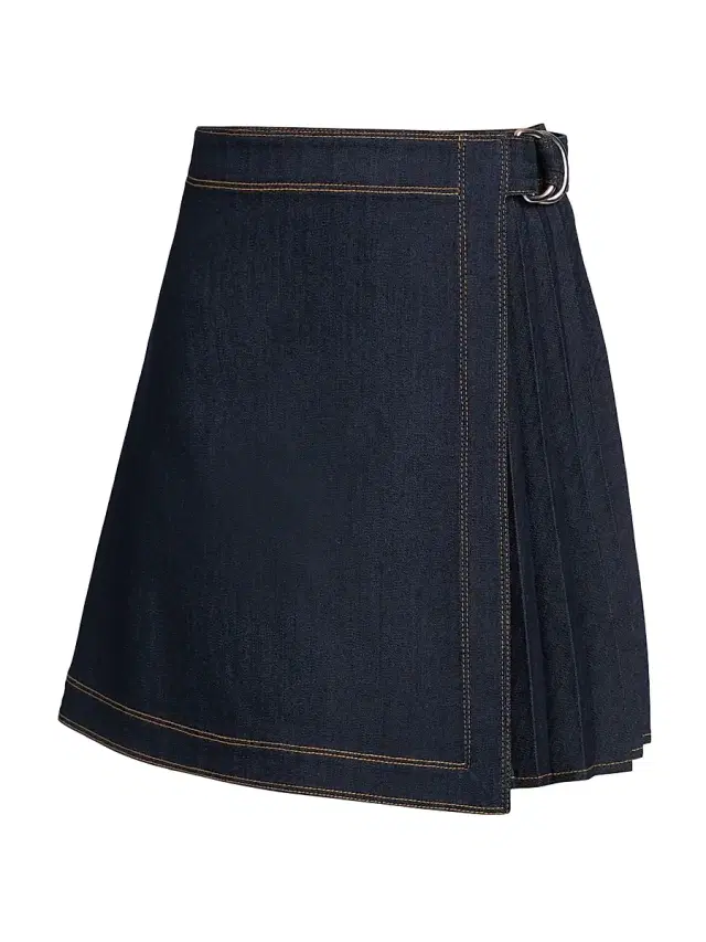 Cinq à Sept Women's Tammi Pleated Denim Miniskirt - Indigo