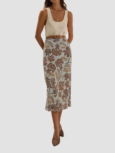 Favorite Daughter Women's The Jojo Floral Tapestry Midi Skirt - Sky Paisley Floral - Size XS | Thumbnail 2 Favorite Daughter Women's The Jojo Floral Tapestry Midi Skirt - Sky Paisley Floral - Size XS | Thumbnail 2