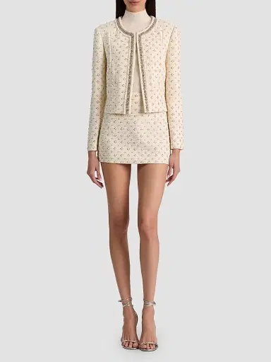 Alice + Olivia Women's Rubi Embellished Micro Mini Skirt - Vanilla - Size 14 | Thumbnail 2 Alice + Olivia Women's Rubi Embellished Micro Mini Skirt - Vanilla - Size 14 | Thumbnail 2