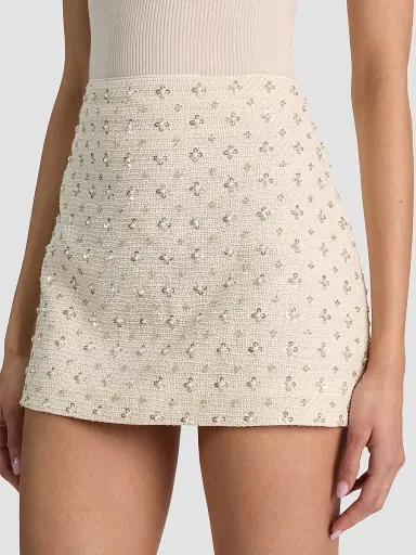 Alice + Olivia Women's Rubi Embellished Micro Mini Skirt - Vanilla - Size 14 | Thumbnail 5 Alice + Olivia Women's Rubi Embellished Micro Mini Skirt - Vanilla - Size 14 | Thumbnail 5