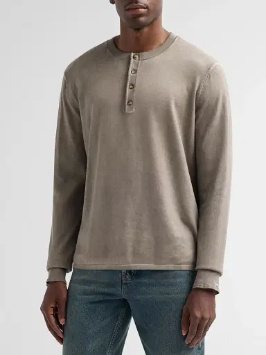 rag & bone Men's Cotton Henley - Granite | Thumbnail 4