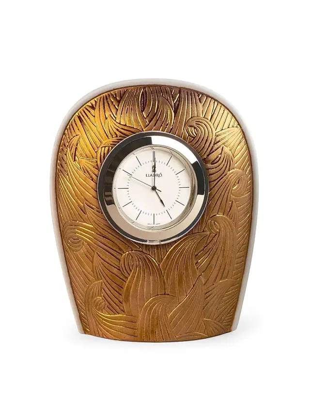 Lladro Mirage Porcelain Mantle Clock - Whiteandgold