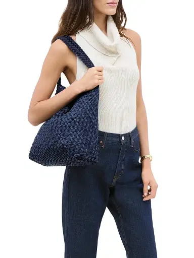 Naghedi Women's Nomad Medium Double Weave Denim Hobo Shoulder Bag | Thumbnail 3 Naghedi Women's Nomad Medium Double Weave Denim Hobo Shoulder Bag | Thumbnail 3