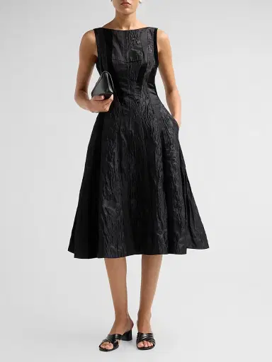 Jason Wu Collection Women's Textured Mixed-Media Scoopback Midi Dress - Black Multi - Size 12 | Thumbnail 2 Jason Wu Collection Women's Textured Mixed-Media Scoopback Midi Dress - Black Multi - Size 12 | Thumbnail 2