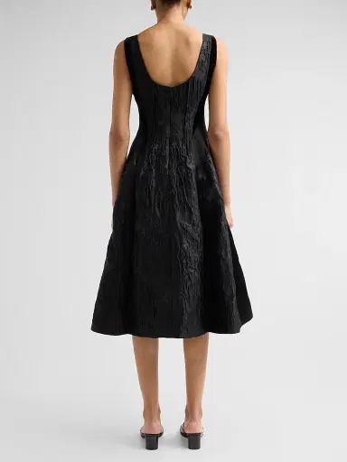 Jason Wu Collection Women's Textured Mixed-Media Scoopback Midi Dress - Black Multi - Size 12 | Thumbnail 3 Jason Wu Collection Women's Textured Mixed-Media Scoopback Midi Dress - Black Multi - Size 12 | Thumbnail 3