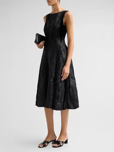 Jason Wu Collection Women's Textured Mixed-Media Scoopback Midi Dress - Black Multi - Size 12 | Thumbnail 4 Jason Wu Collection Women's Textured Mixed-Media Scoopback Midi Dress - Black Multi - Size 12 | Thumbnail 4
