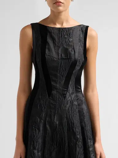 Jason Wu Collection Women's Textured Mixed-Media Scoopback Midi Dress - Black Multi - Size 12 | Thumbnail 5 Jason Wu Collection Women's Textured Mixed-Media Scoopback Midi Dress - Black Multi - Size 12 | Thumbnail 5