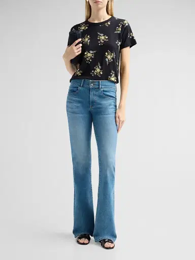 Veronica Beard Women's Carla Floral Cotton Crewneck T-Shirt | Thumbnail 2 Veronica Beard Women's Carla Floral Cotton Crewneck T-Shirt | Thumbnail 2