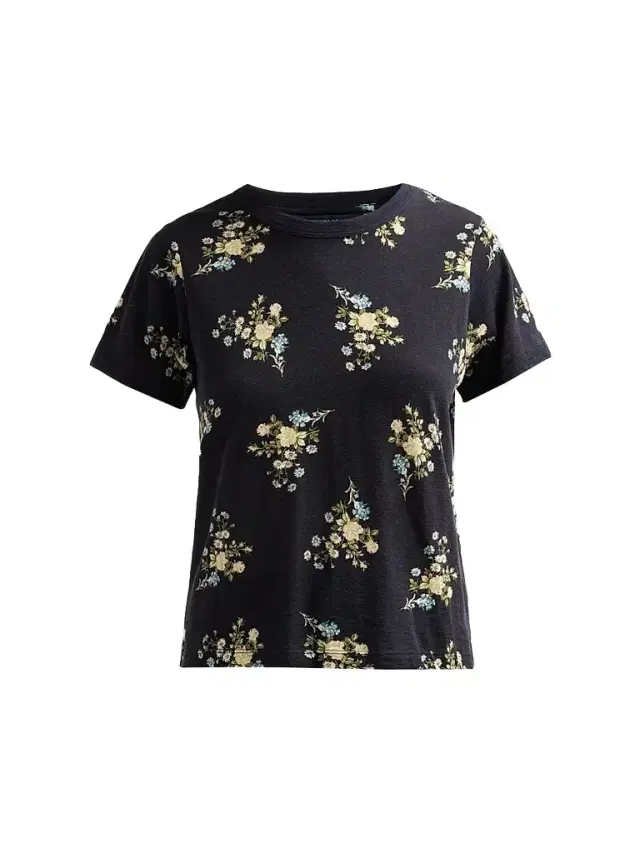 Veronica Beard Women's Carla Floral Cotton Crewneck T-Shirt - Black Multi