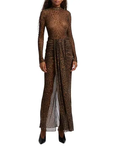 LAPOINTE Women's Leopard-Print Mesh Bodysuit - Leopard | Thumbnail 2