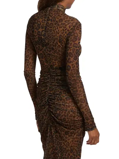 LAPOINTE Women's Leopard-Print Mesh Bodysuit - Leopard | Thumbnail 5