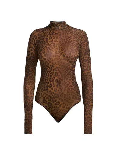 LAPOINTE Women's Leopard-Print Mesh Bodysuit - Leopard | Thumbnail 1