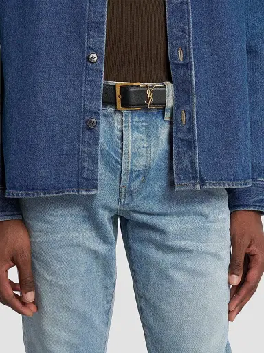 Saint Laurent Men's Cassandre Vadim Reversible Belt in Smooth Leather | Thumbnail 2 Saint Laurent Men's Cassandre Vadim Reversible Belt in Smooth Leather | Thumbnail 2