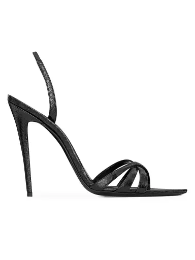 Saint Laurent Women's Kate Sandals in Python-Embossed Leather | Thumbnail 1 Saint Laurent Women's Kate Sandals in Python-Embossed Leather | Thumbnail 1
