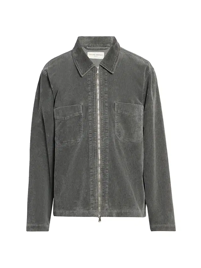OFFICINE GÉNÉRALE Men's Byron Washed Cotton Corduroy Jacket - Dark Grey