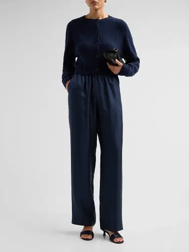 Loulou de Saison Women's Alera Satin Wide-Leg Pants - Navy - Size XS | Thumbnail 2 Loulou de Saison Women's Alera Satin Wide-Leg Pants - Navy - Size XS | Thumbnail 2
