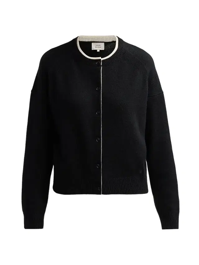 Loulou de Saison Women's Nicola Contrast Crewneck Cashmere Cardigan - Black