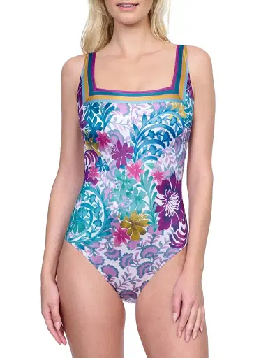 Gottex Swimwear Women's Bali Floral Squareneck One-Piece Swimsuit - Size 14 | Thumbnail 1 Gottex Swimwear Women's Bali Floral Squareneck One-Piece Swimsuit - Size 14 | Thumbnail 1