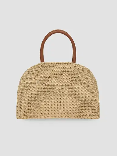 Ferragamo Women's Hug Medium Gancini Raffia Top Handle Bag | Thumbnail 3 Ferragamo Women's Hug Medium Gancini Raffia Top Handle Bag | Thumbnail 3