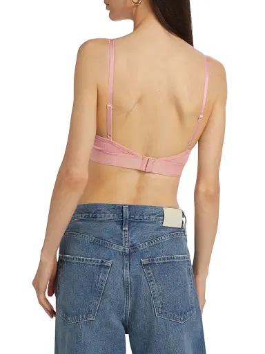 Versace Women's Rib-Knit Logo Bralette - Pale Pink - Size Small | Thumbnail 4