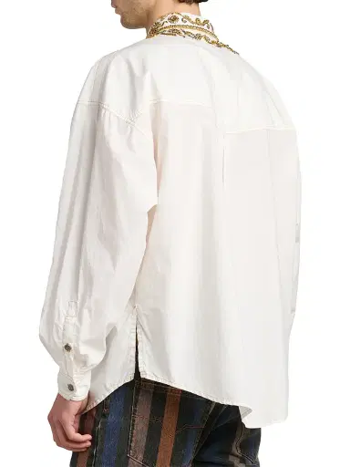 Versace Men's Embroidered Point Collar Cotton Shirt | Thumbnail 5 Versace Men's Embroidered Point Collar Cotton Shirt | Thumbnail 5