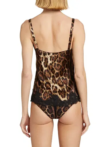 Dolce & Gabbana Women's Lace-Trimmed Leopard Chemise Top | Thumbnail 4 Dolce & Gabbana Women's Lace-Trimmed Leopard Chemise Top | Thumbnail 4