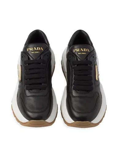 Prada Women's Leather Sneakers - Black - Size 10 | Thumbnail 2