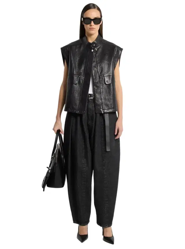 Michael Kors Collection Oversized Washed Leather Vest