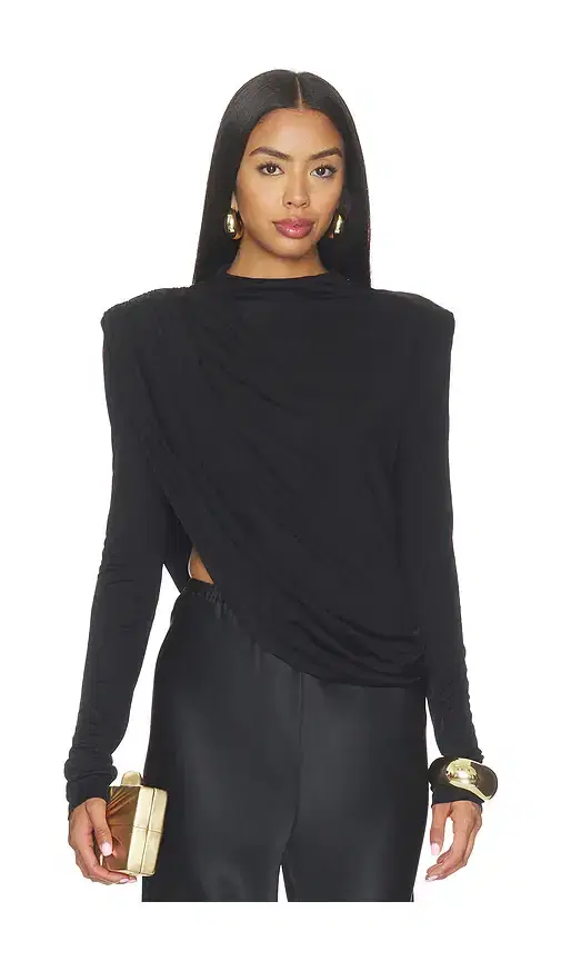 MISHA The Draped Sheen Jersey Top