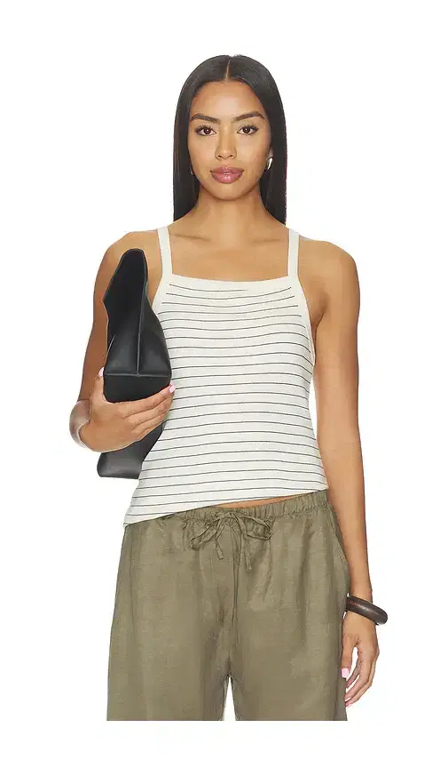 LESET Nando Stripe Square Neck Tank