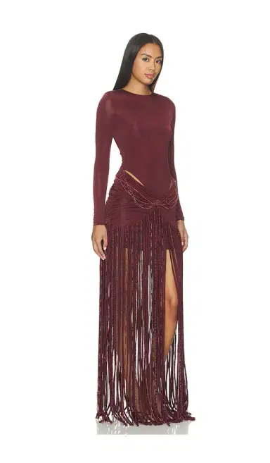 PatBo Taffeta Tarsila Fringe Maxi Dress | Thumbnail 2
