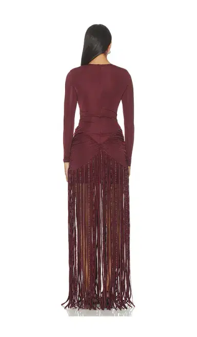 PatBo Taffeta Tarsila Fringe Maxi Dress | Thumbnail 3
